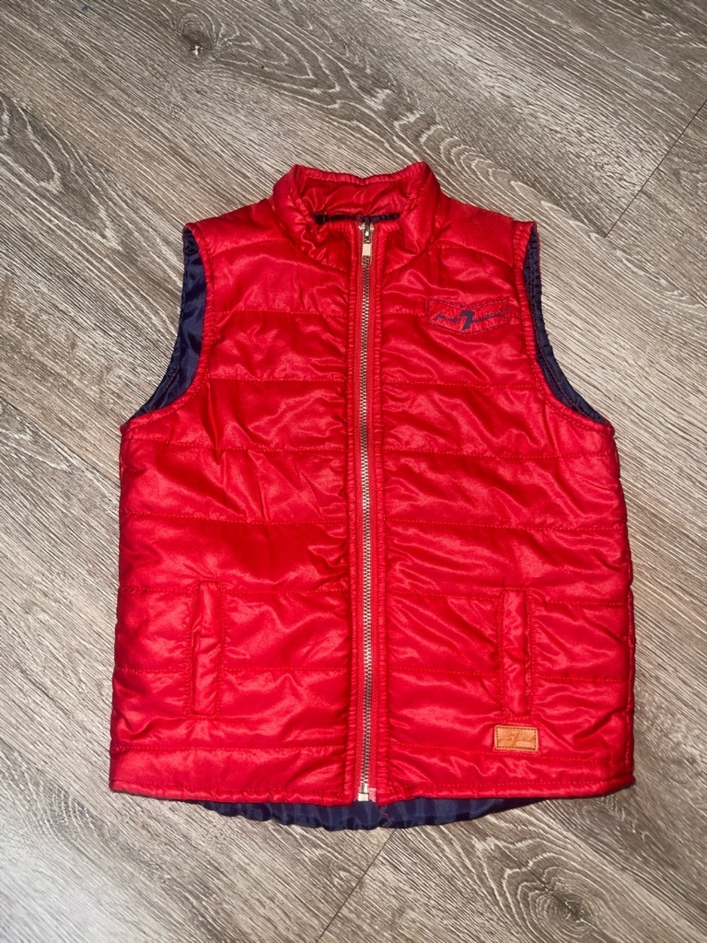 7 for all mankind Red Quilted Vest with Navy Interior puffer size 4t